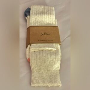 NWT J Crew heavyweight cotton socks pink toe blue heel, men’s one size